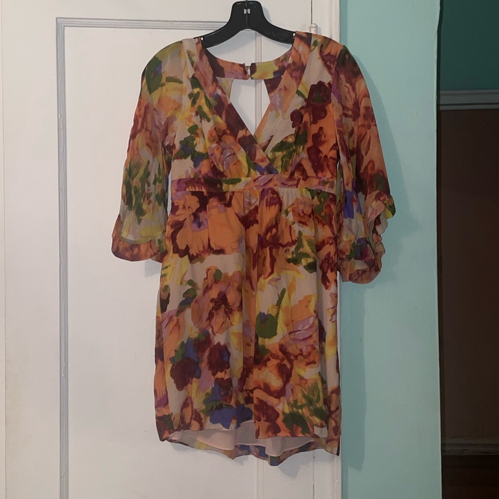 Anthropologie MAEVE mini silk floral dress